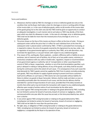 Screenshot of Terms & Conditions of Purchase PDF