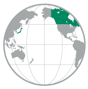 Afficher l’image Globe terrestre Illustration du globe terrestre où le Canada et le Japon sont en mis en évidence